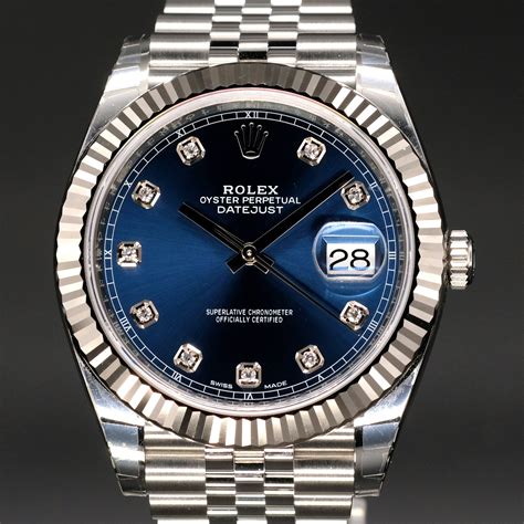 rolex watch silver and blue|Rolex datejust 41 price.